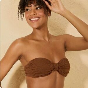 Shade & Shore Crochet Front Knot Bandeau Bikini Top Size XL(16) NWT